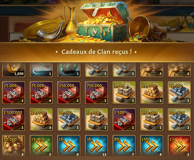 Cadeaux recus 20h un petit clan