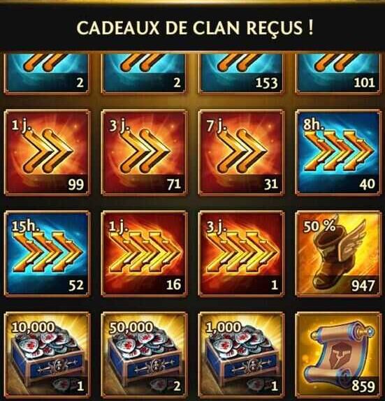 Coffres recu apres avoir tue monstre un gros clan
