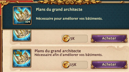 Plans grand architecte cout significatif or